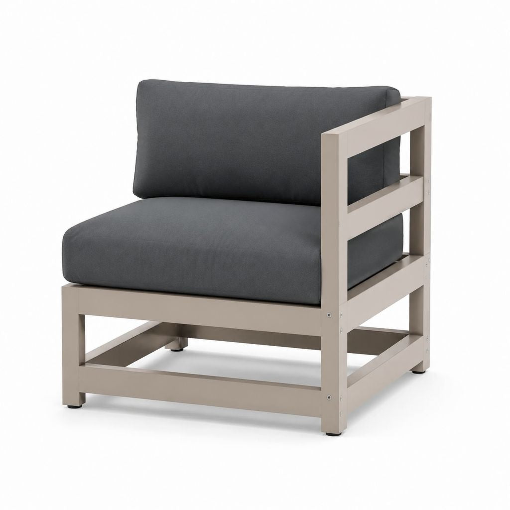 Fauteuil de jardin 1 place beige et anthracite en aluminium avec coussins polyester 70 x 75 x 75 cm