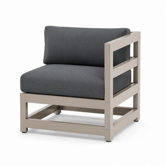 Fauteuil de jardin 1 place beige et anthracite en aluminium avec coussins polyester 70 x 75 x 75 cm
