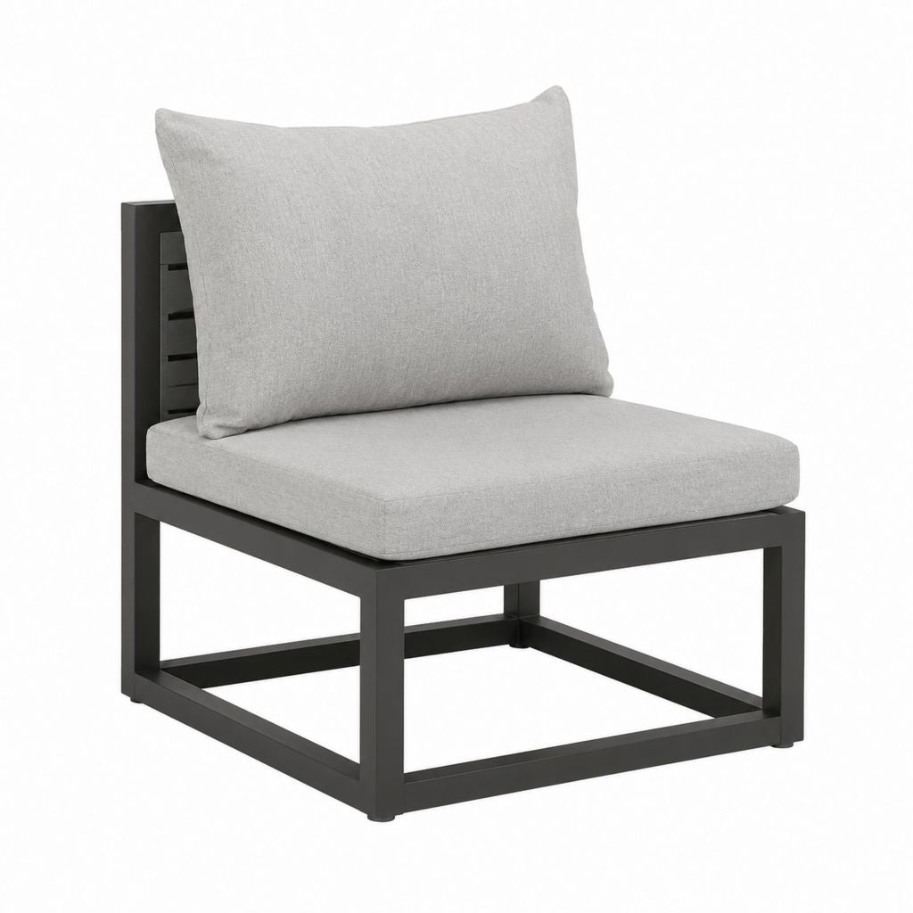Fauteuil de jardin gris en aluminium avec coussins 70 x 70 x 63 cm