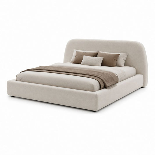 Lit avec rangement beige en polyester forme rectangulaire 160 x 200 cm