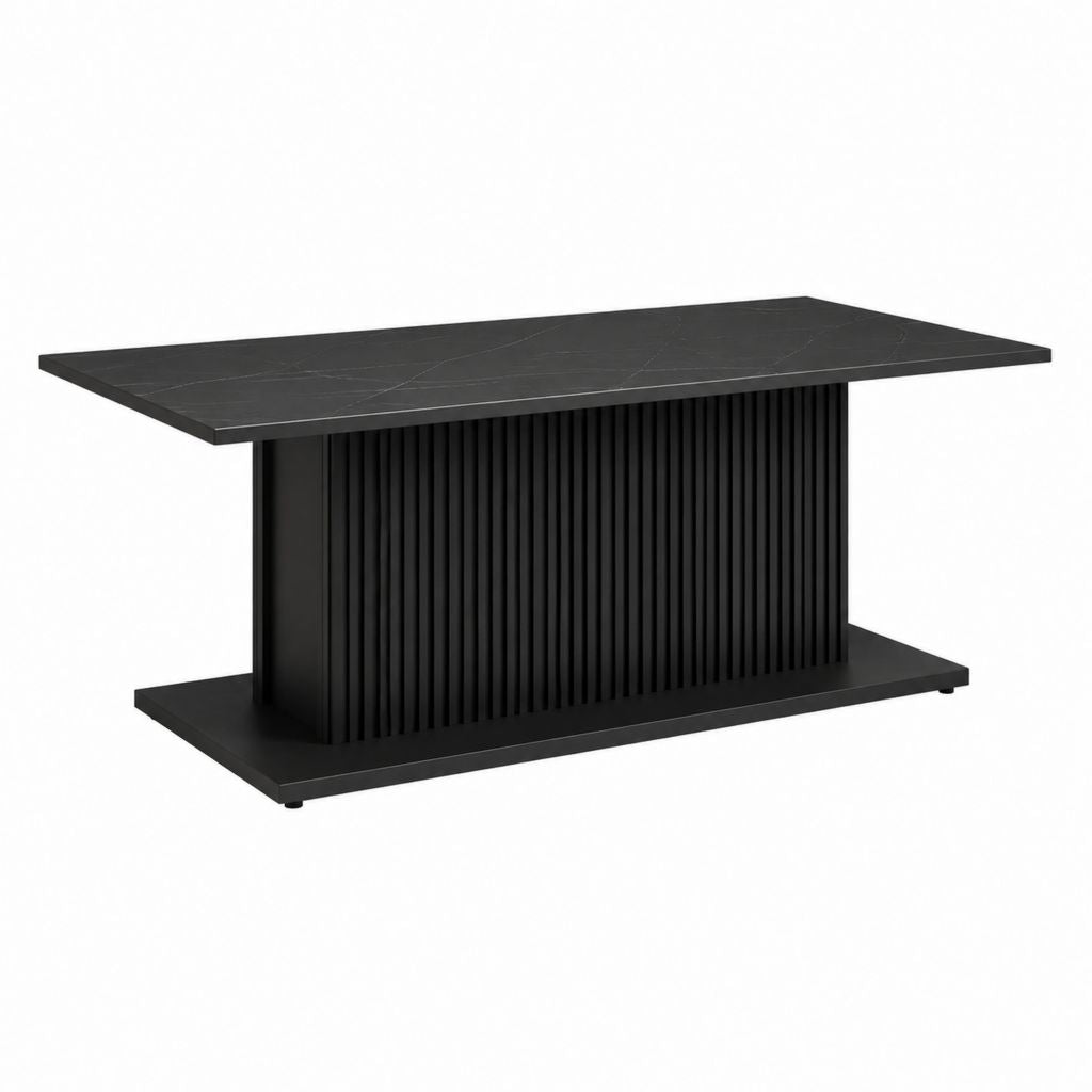 Table basse rectangulaire noire effet marbre en MDF 120 x 60 x 45 cm