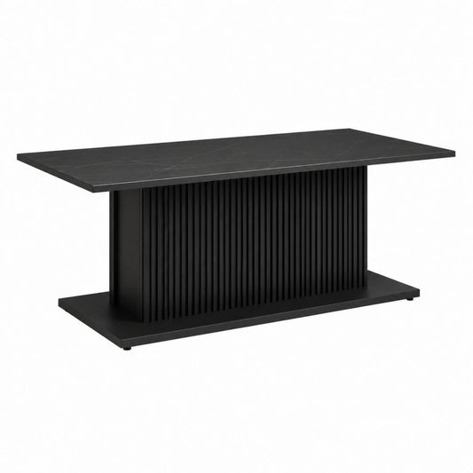 Table basse rectangulaire noire effet marbre en MDF 120 x 60 x 45 cm