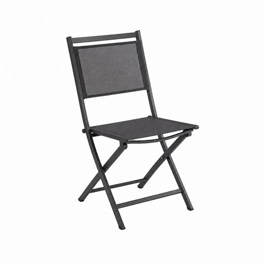 Chaise de jardin pliante noire en acier et toile polyester 80 x 46 x 52 cm